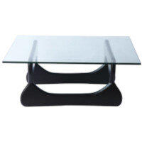 Noguchi Style Rectangular Glass Coffee Table with Black Ash Base Noguchi Style Rectangular Glass Coffee Table with Black Ash Base