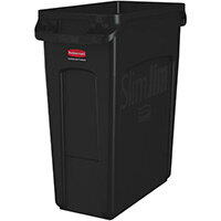 Rubbermaid 60L Slim Jim Plastic Rubbish Bin With Venting Channels Waste Receptacle Black Rubbermaid 60L Slim Jim Plastic Rubbish Bin With Venting Channels Waste Receptacle Black