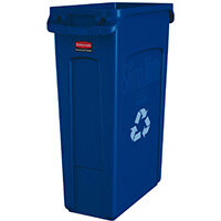 Rubbermaid Slim Jim 87L Waste Container With Venting Channels Blue Rubbermaid Slim Jim 87L Waste Container With Venting Channels Blue
