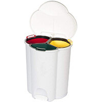 Rubbermaid Trio Pedal Bin With 3 Recycling Compartments 2 x 17L & 1 x 6L Rubbermaid Trio Pedal Bin With 3 Recycling Compartments 2 x 17L & 1 x 6L