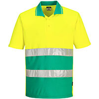 Portwest S175 Hi-Vis Lightweight Contrast Polo Shirt S/S Yellow/Teal Size S Regular Fit