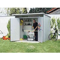 VFM Large Metallic Garden Storage Shed 2600x2200x2180mm WxDxH 370780 VFM Large Metallic Garden Storage Shed 2600x2200x2180mm WxDxH 370780