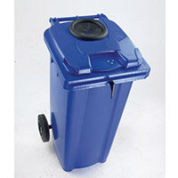 Wheelie Bin 120 Litre with Bottle Bank Aperture and Lid Lock Blue 124551