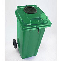 Wheelie Bin 120 Litre with Bottle Bank Aperture and Lid Lock Green 124554