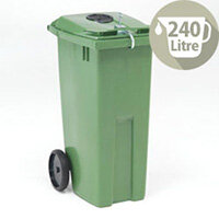 Wheelie Bin 240 Litre with Bottle Bank Aperture and Lid Lock Green 124565
