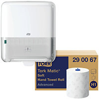 Tork Matic Hand Towel H1 White 150m (Pack of 6) Buy 1 Pack Get FOC Dispenser Tork Matic Hand Towel H1 White 150m (Pack of 6) Buy 1 Pack Get FOC Dispenser