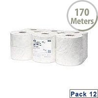 Tork Advanced Hygiene Mini Jumbo Dispenser Toilet Roll 2 Ply Pack of 12 120238 Tork Advanced Hygiene Mini Jumbo Dispenser Toilet Roll 2 Ply Pack of 12 120238