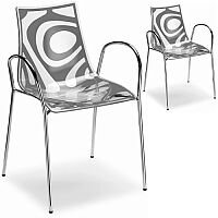 Wave Canteen & Breakout Chrome Leg Chair with Arms Translucent & Anthracite Set of 2 Wave Canteen & Breakout Chrome Leg Chair with Arms Translucent & Anthracite Set of 2