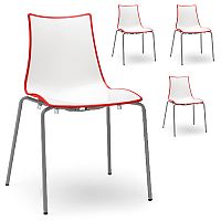 Zebra Bicolore Anthracite Leg Outdoor High Gloss Stacking Chair White/Red Set Of 4 Zebra Bicolore Anthracite Leg Outdoor High Gloss Stacking Chair White/Red Set Of 4