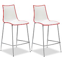 Zebra Bicolore Bar Stool With H650mm Chrome Base White/Red Set of 2 Zebra Bicolore Bar Stool With H650mm Chrome Base White/Red Set of 2