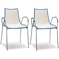 Zebra Bicolore Chrome Leg High Gloss Stacking Canteen Chair With Arms White/Cornflower Blue Set Of 2 Zebra Bicolore Chrome Leg High Gloss Stacking Canteen Chair With Arms White/Cornflower Blue Set Of 2