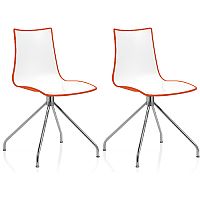 Zebra Bicolore High Gloss Canteen Chair With Chrome Trestle Base White/Orange Set Of 2 Zebra Bicolore High Gloss Canteen Chair With Chrome Trestle Base White/Orange Set Of 2