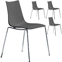 Zebra Technopolymer Chrome Leg Canteen & Breakout Stacking Chair Anthracite Set of 4 Zebra Technopolymer Chrome Leg Canteen & Breakout Stacking Chair Anthracite Set of 4