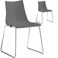Zebra Technopolymer Chrome Sled Base Canteen & Breakout Chair Anthracite Set of 2 Zebra Technopolymer Chrome Sled Base Canteen & Breakout Chair Anthracite Set of 2