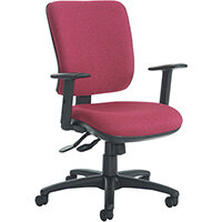 Senza high back operator chair with adjustable arms, chrome base and lumbar - made to order Senza high back operator chair with adjustable arms, chrome base and lumbar - made to order