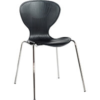 Sienna one piece shell chair with chrome legs (pack of 4) - black
