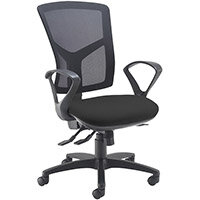 Senza High Mesh Back Operator Chair With Fixed Arms - Black