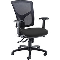 Senza High Mesh Back Operator Chair With Folding Arms - Black