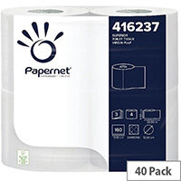 Papernet Superior Toilet Roll 3-Ply 160 Sheets Pack of 40 416237 Papernet Superior Toilet Roll 3-Ply 160 Sheets Pack of 40 416237