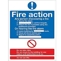 Safety Sign Fire Action Words A4 SA