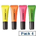 Stabilo Neon Highlighter Pens Assorted Colours Pack of 4 72/4-1 Stabilo Neon Highlighter Pens Assorted Colours Pack of 4 72/4-1