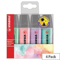 STABILO BOSS Original Highlighters Assorted Pastel Colours Pack of 4 70/4-2 STABILO BOSS Original Highlighters Assorted Pastel Colours Pack of 4 70/4-2