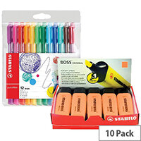 Stabilo Boss Highlighter Orange Pack of 10 FOC Fibre Tip Pen Pack of 4 SS811678 Stabilo Boss Highlighter Orange Pack of 10 FOC Fibre Tip Pen Pack of 4 SS811678