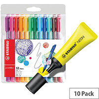 Stabilo Boss Highlighter Neon Yellow Pack of 10 FOC Fibre Tip Pen Pack of 4 SS811680 Stabilo Boss Highlighter Neon Yellow Pack of 10 FOC Fibre Tip Pen Pack of 4 SS811680