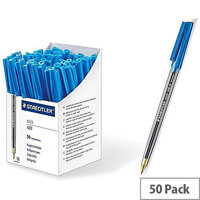 Staedtler Stick Blue Ballpoint Pen 430-M3 50-Pack – ISO 11540 Standard, Medium 1.0mm Tip 0.35mm Line, Airplane-Safe, No Toxic Metals, No Blotting, Long-Lasting & Snug-Fitting Cap (430-M3) Staedtler Stick Blue Ballpoint Pen 430-M3 50-Pack – ISO 11540 Standard, Medium 1.0mm Tip 0.35mm Line, Airplane-Safe, No Toxic Metals, No Blotting, Long-Lasting & Snug-Fitting Cap (430-M3)