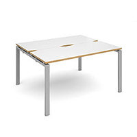 Adapt II sliding top starter units back to back 1400mm x 1200mm - silver frame, white top with oak edging Adapt II sliding top starter units back to back 1400mm x 1200mm - silver frame, white top with oak edging