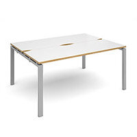 Adapt II sliding top starter units back to back 1600mm x 1200mm - silver frame, white top with oak edging Adapt II sliding top starter units back to back 1600mm x 1200mm - silver frame, white top with oak edging