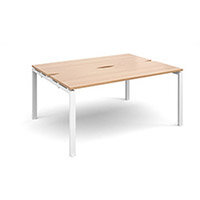 Adapt II sliding top back to back desks 1600mm x 1200mm - white frame, beech top