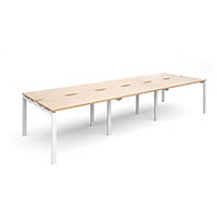 Adapt II sliding top triple back to back desks 3600mm x 1200mm - white frame, beech top