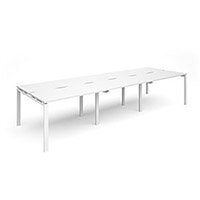 Adapt II sliding top triple back to back desks 3600mm x 1200mm - white frame, white top