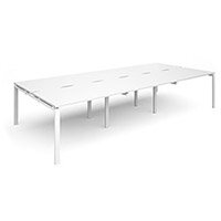 Adapt II sliding top triple back to back desks 3600mm x 1600mm - white frame, white top