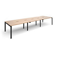 Adapt II sliding top triple back to back desks 4200mm x 1200mm - black frame, beech top