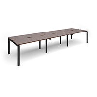 Adapt II sliding top triple back to back desks 4200mm x 1200mm - black frame, walnut top