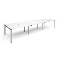 Adapt II sliding top triple back to back desks 4200mm x 1200mm - silver frame, white top