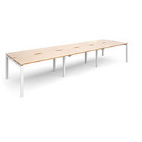 Adapt II sliding top triple back to back desks 4200mm x 1200mm - white frame, beech top Adapt II sliding top triple back to back desks 4200mm x 1200mm - white frame, beech top