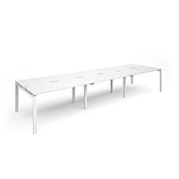 Adapt II sliding top triple back to back desks 4200mm x 1200mm - white frame, white top Adapt II sliding top triple back to back desks 4200mm x 1200mm - white frame, white top