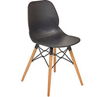 Strut multi-purpose chair with wooden 4 leg frame and black steel detail - black