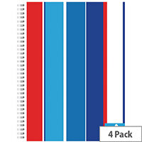Silvine A4+ Stripes Design Twinwire Notebook 160 Pages Lined with Margin Pack of 4 TWA4AC Silvine A4+ Stripes Design Twinwire Notebook 160 Pages Lined with Margin Pack of 4 TWA4AC