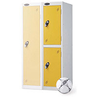 Probe 2 Door Low Locker Cam Lock ACTIVECOAT W305xD460xH1210mm Silver Body Yellow Door 7 Year Warranty