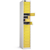Probe 16 Door Locker Cam Lock ACTIVECOAT W305xD460xH1780mm White Body Yellow Door 7 Year Warranty