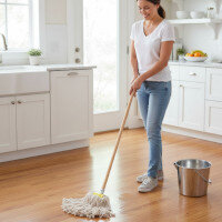 Heavy Duty Cotton Mop Capacity 8oz Complete with Wooden Handle Single Pack