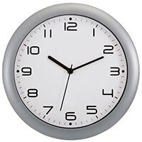 Wall Clock  30Cm Face Metalic Grey Bezel