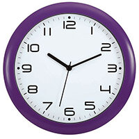 Wall Clock  30Cm Face Face Purple Bezel