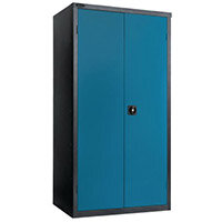 Probe Standard Double Door Cupboard with 3 Full Adjustable Shelves W915xD460xH1780mm Black Body Blue Door