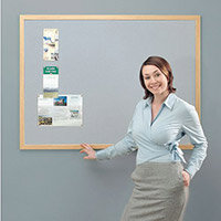 Eco-Friendly Noticeboard 2400x1200mm Light Oak Frame Grey Board