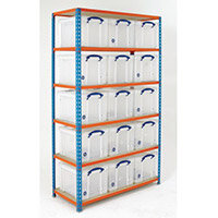 Boltless Shelving Painted With 15 Clear Containers